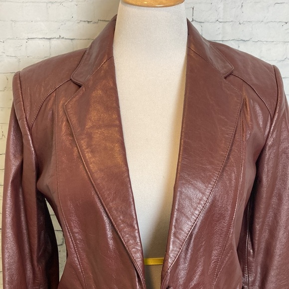 Wilsons Leather Vintage 70s Leather Jacket Blazer Sz 10 Maroon Boho Retro Hippie - Picture 3 of 16